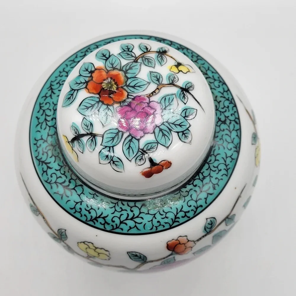 Vintage RARE ARDCO Multicolor Floral Ginger Jar From Japan Porcelain